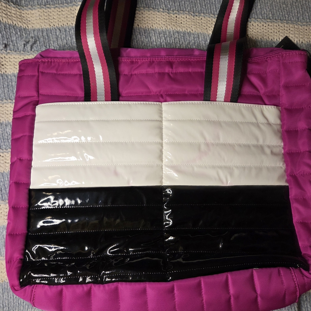 Think Royln stylish Pink, White, and Black Tote Bag
